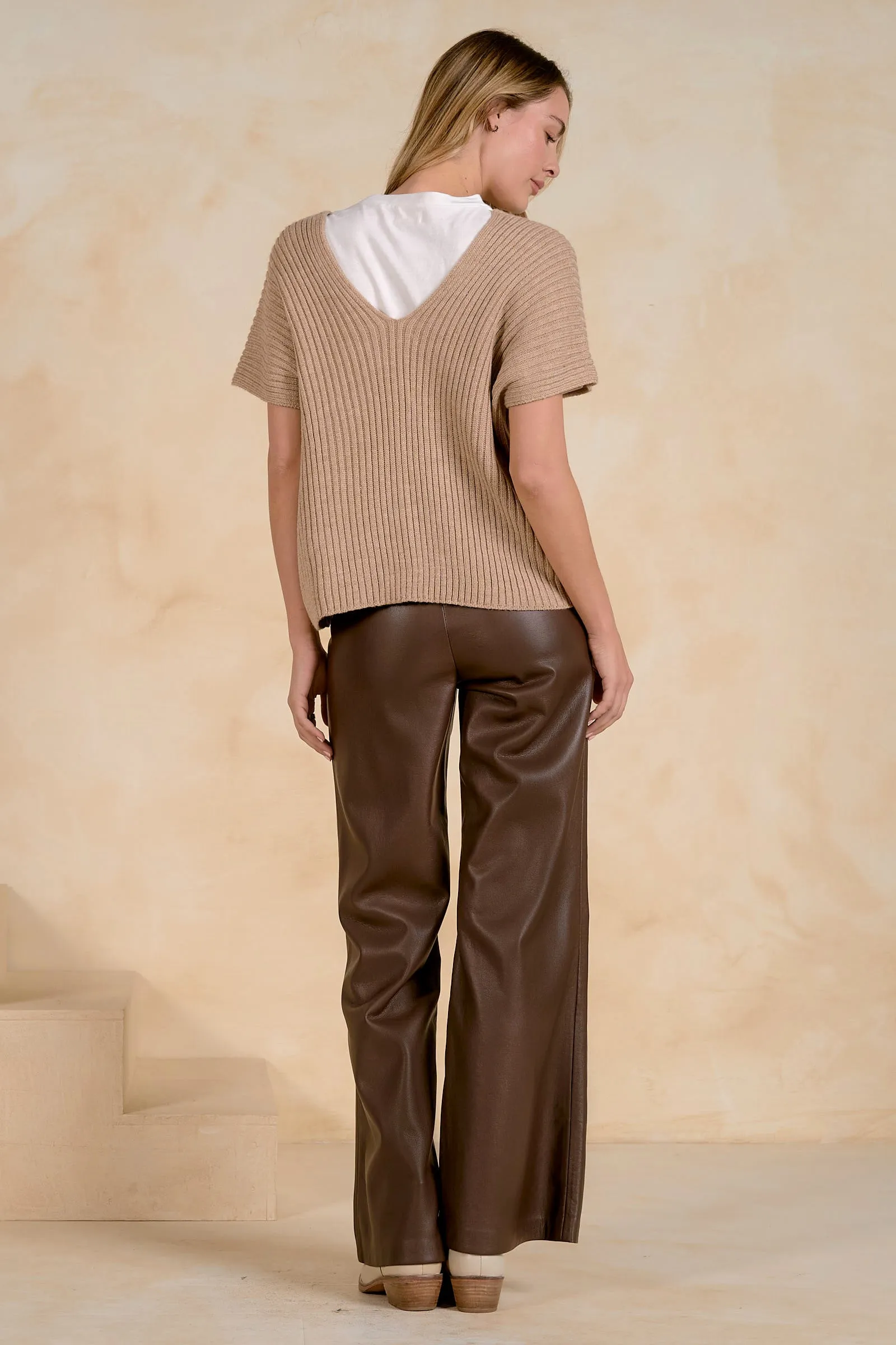 Layered Shirt & Sweater Top, Sand | ELAN sold by North & Main Clothing Company product image thumbnail 5