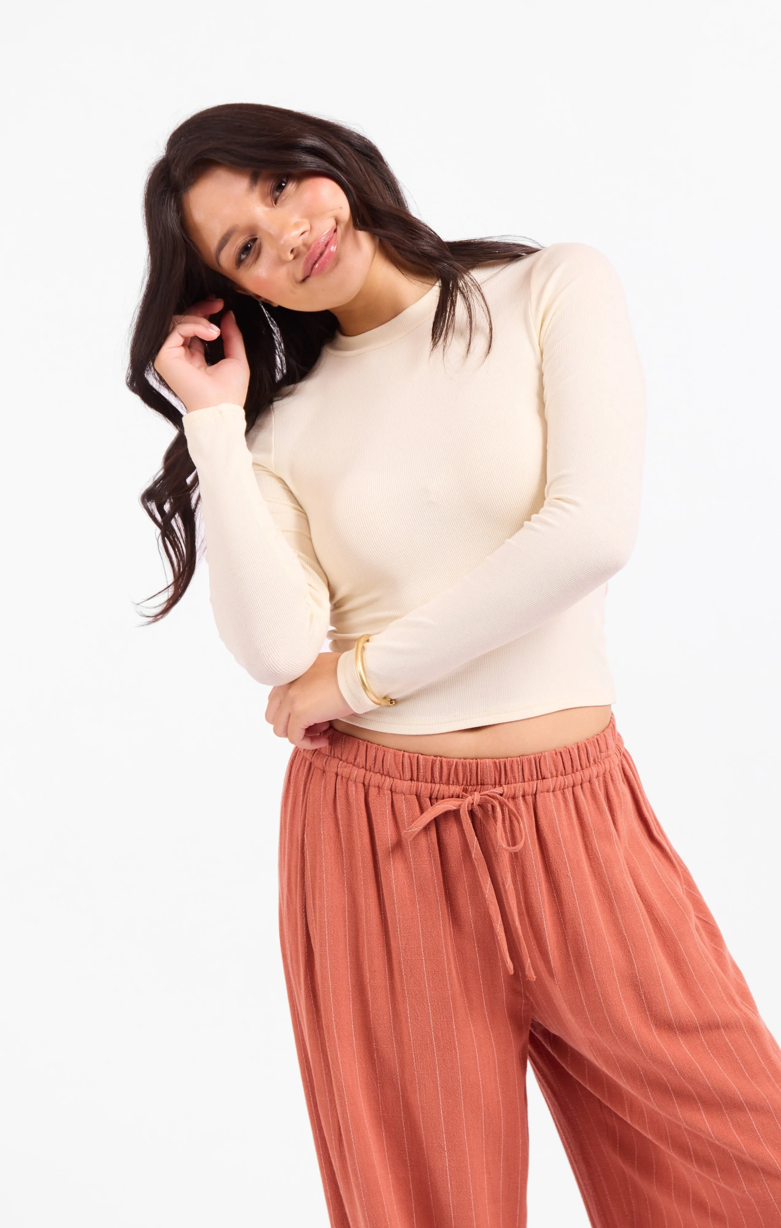 Ronan Crewneck Top, Cream | Sadie & Sage sold by North & Main Clothing Company
