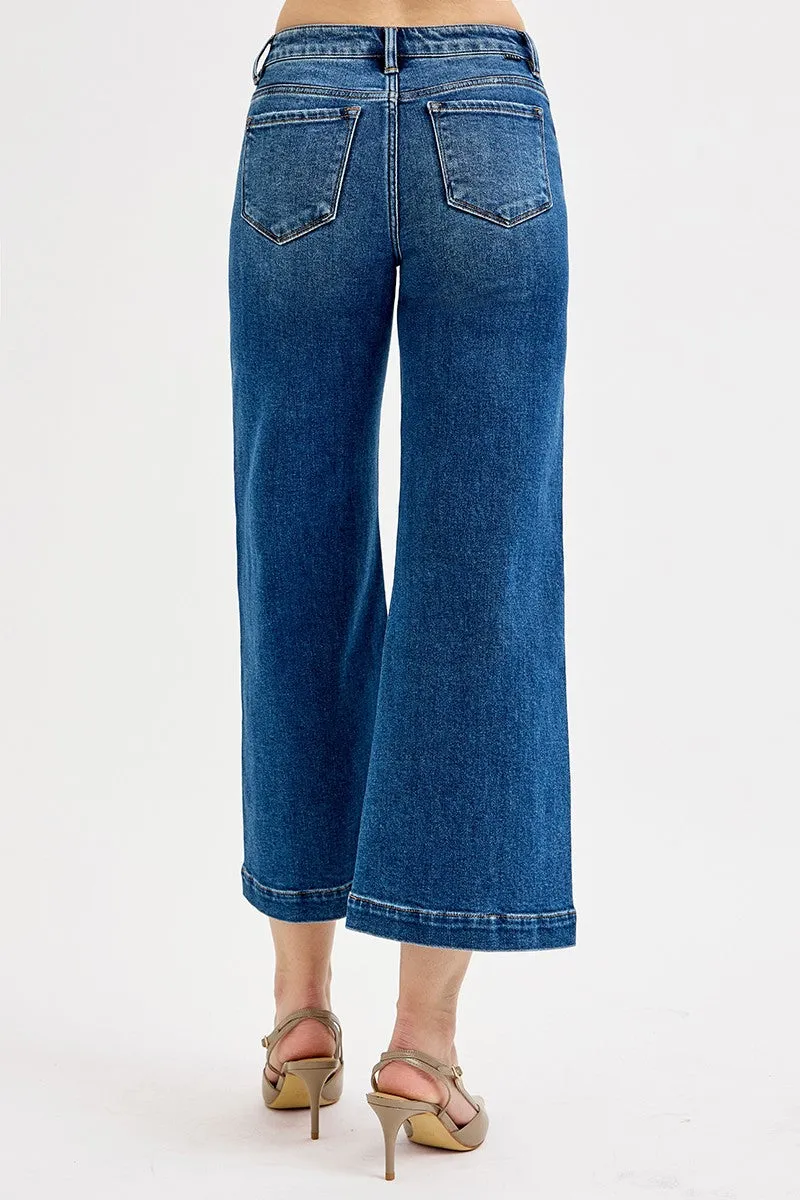 Ensley Crop Wide Leg Jeans, Dark sold by North & Main Clothing Company product image thumbnail 4