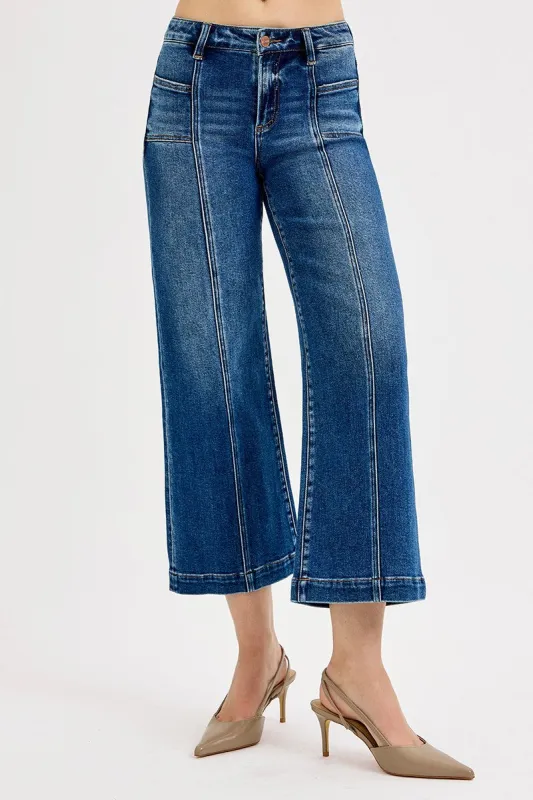 Ensley Crop Wide Leg Jeans, Dark made by Risen