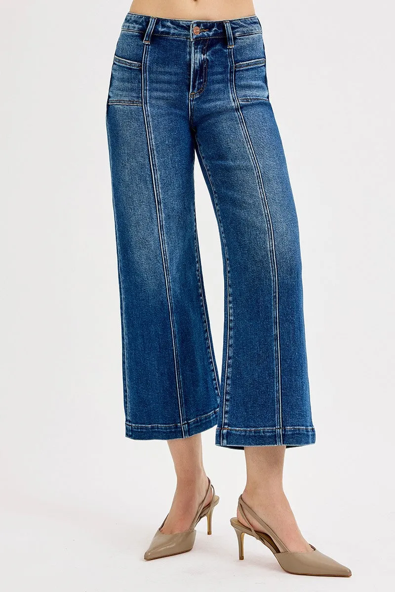 Ensley Crop Wide Leg Jeans, Dark sold by North & Main Clothing Company