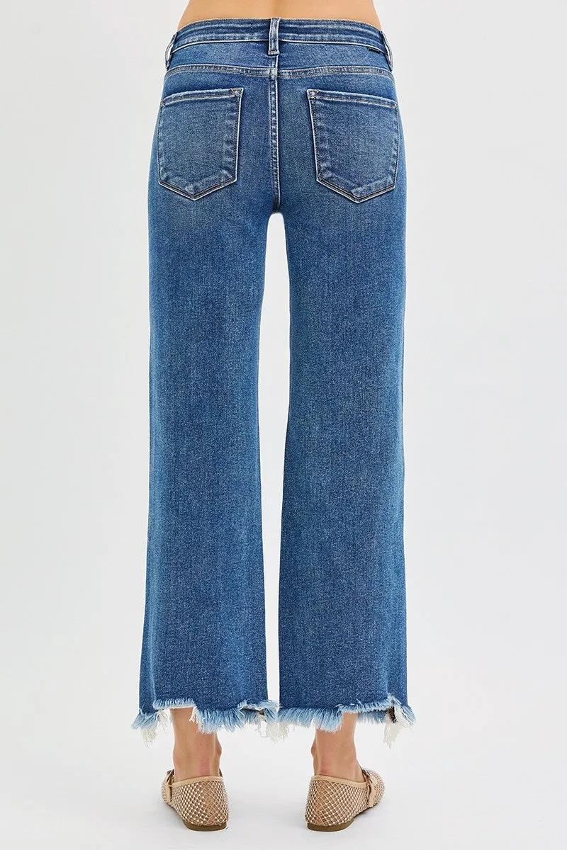 Dayana Mid Rise Frayed Hem Jean, Dark sold by North & Main Clothing Company product image thumbnail 5