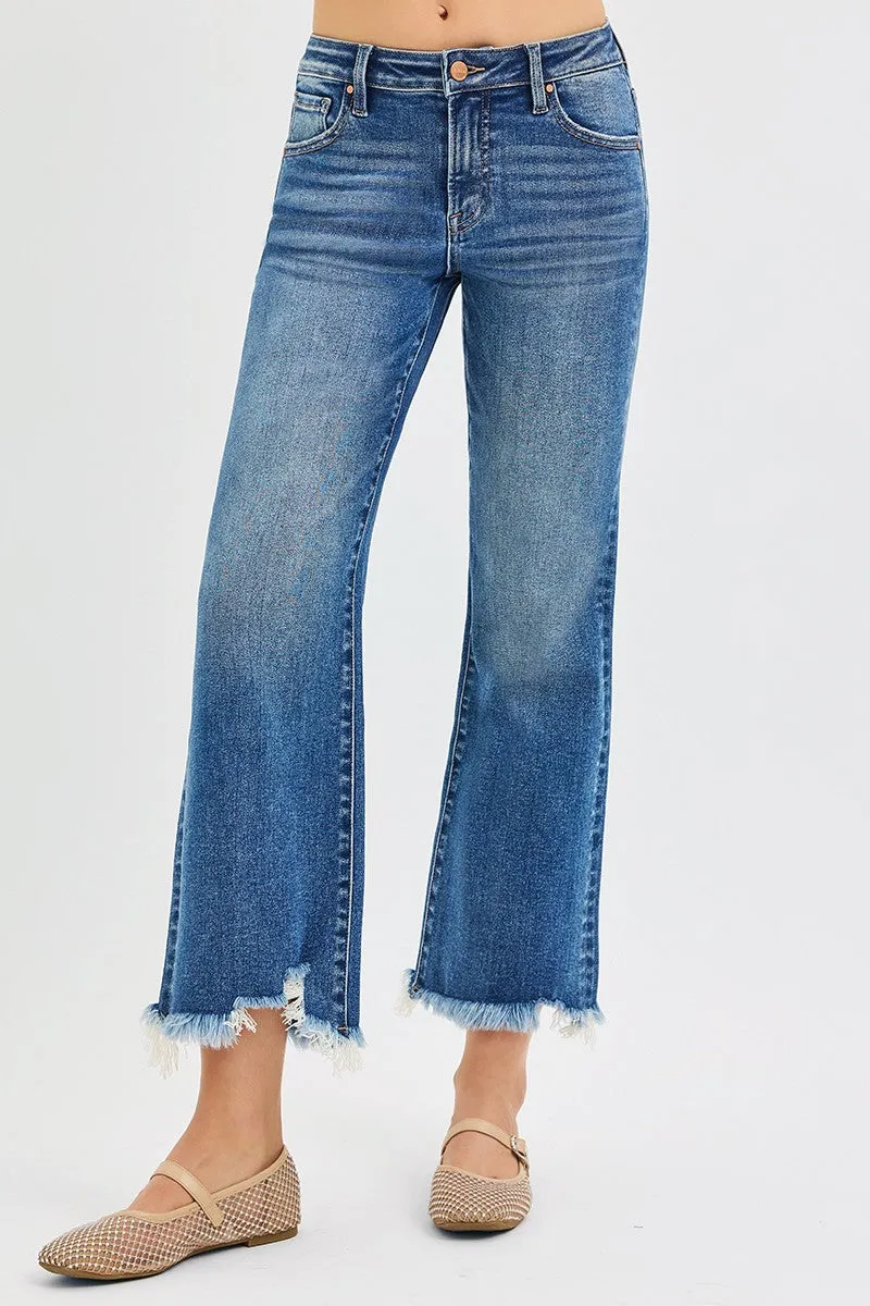 Dayana Mid Rise Frayed Hem Jean, Dark sold by North & Main Clothing Company product image thumbnail 3