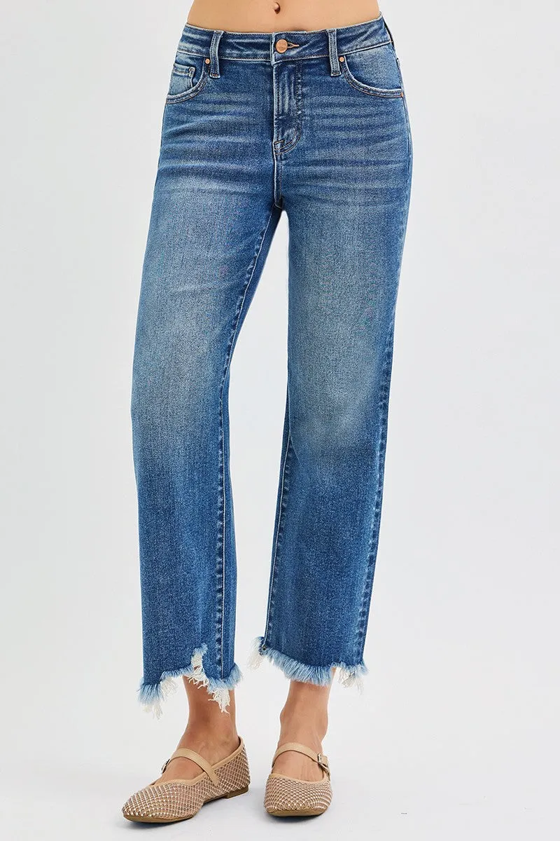 Dayana Mid Rise Frayed Hem Jean, Dark sold by North & Main Clothing Company product image thumbnail 4