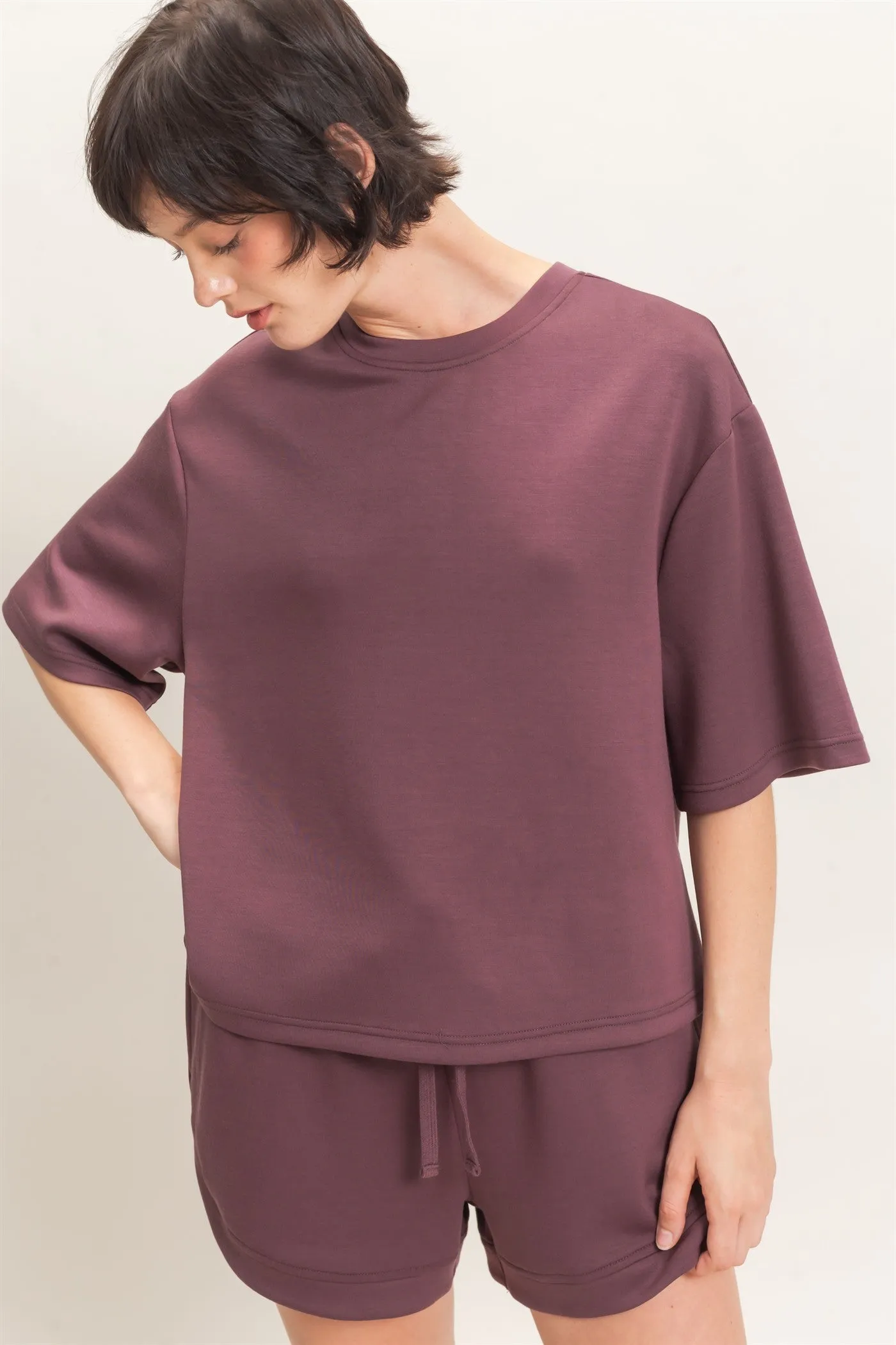 Jaylee Loose Fit Crew, Cocoa sold by North & Main Clothing Company