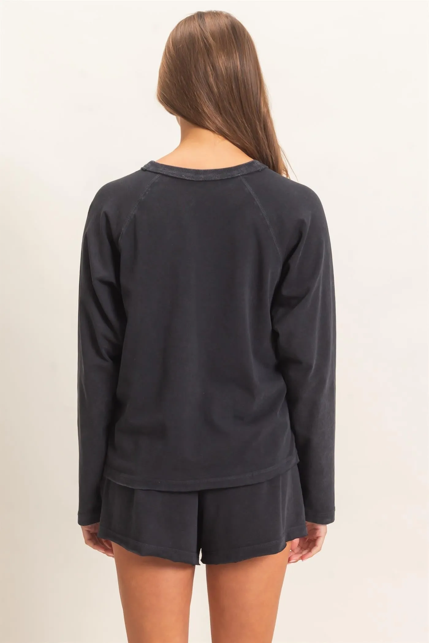 Rory Washed Long Sleeve Top, Black sold by North & Main Clothing Company product image thumbnail 4