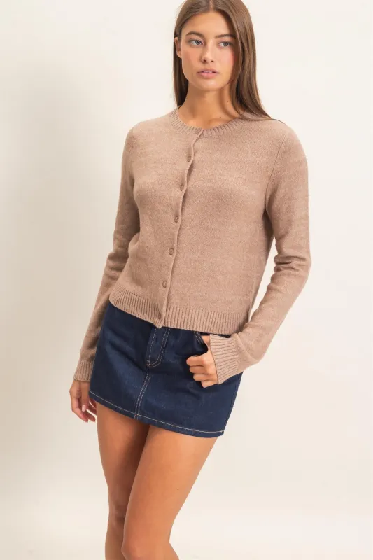 Kamari Long Sleeve Cardigan, Dark Taupe made by HYFVE