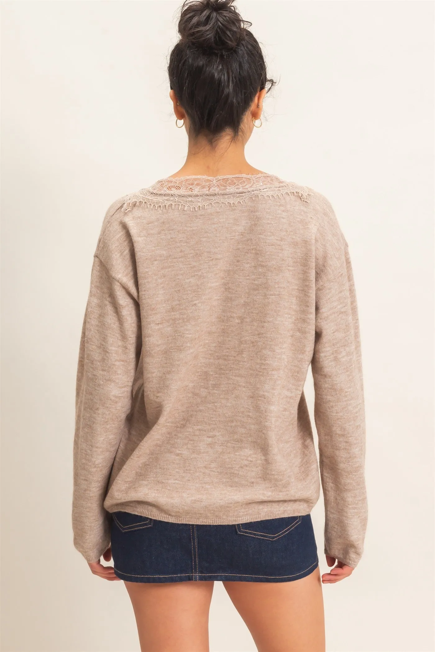 Tate Lace Trim Sweater, Taupe sold by North & Main Clothing Company product image thumbnail 4