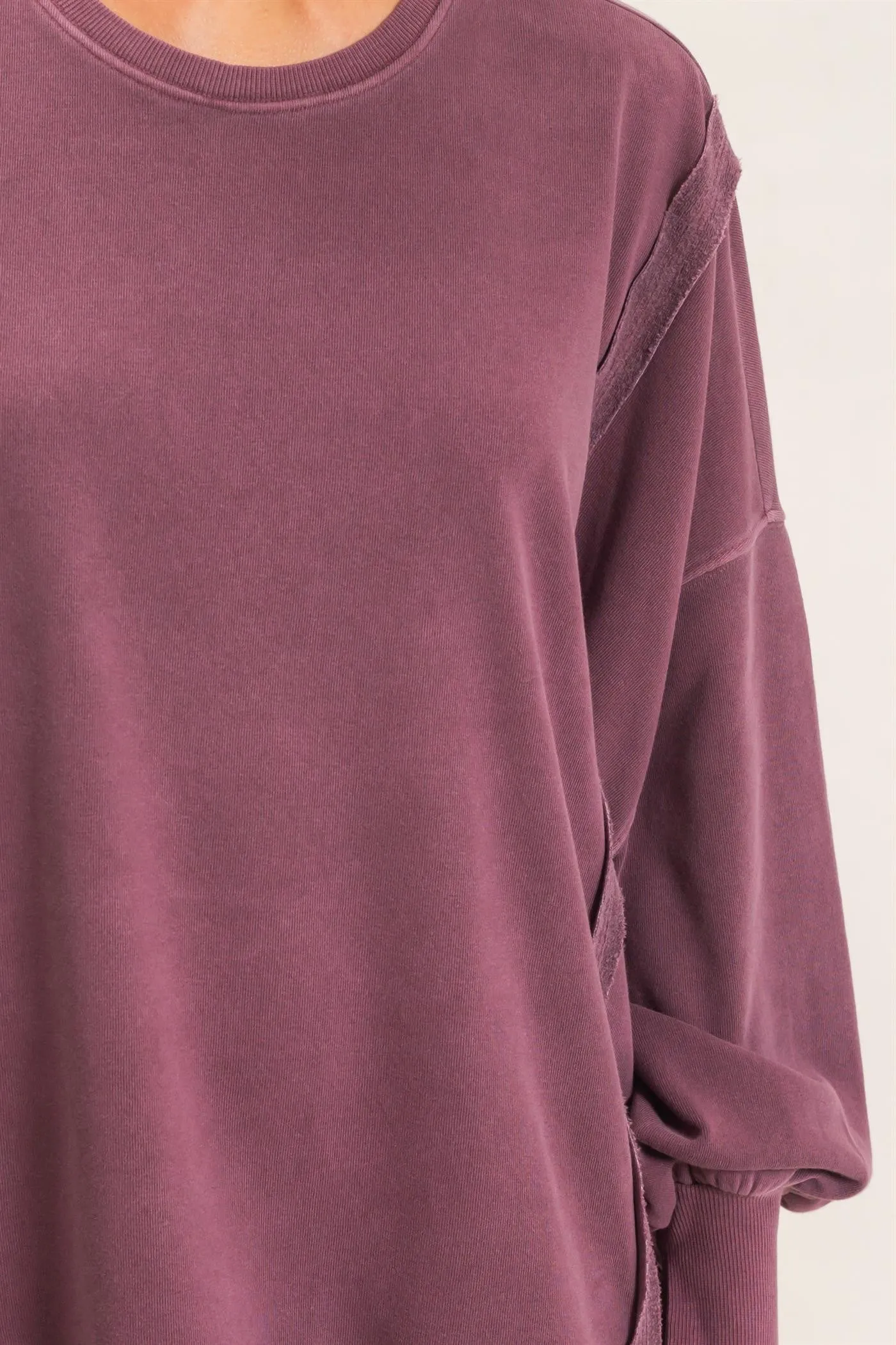 Reed Oversized Raw Edge Sweatshirt, Dark Cherry sold by North & Main Clothing Company product image thumbnail 3