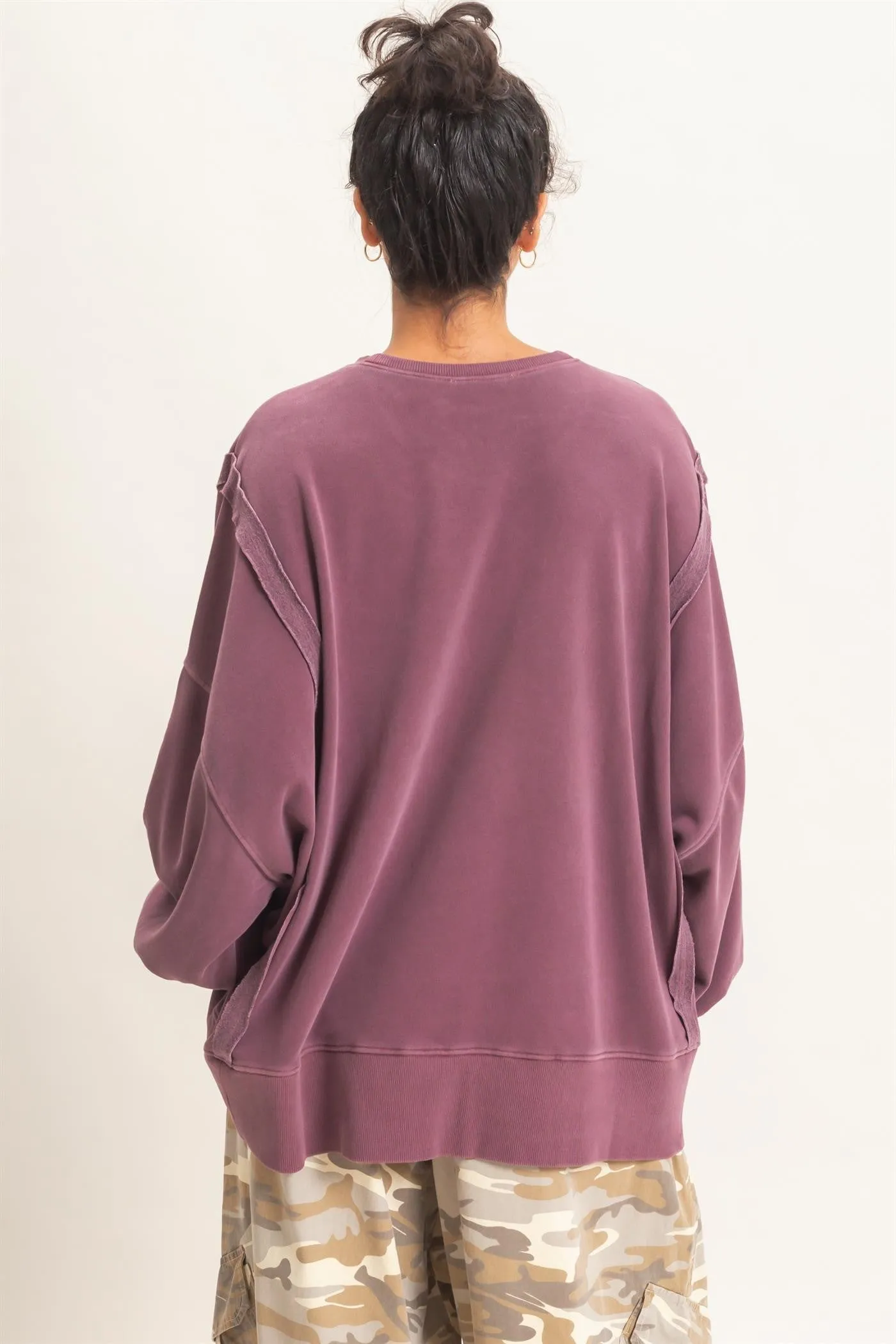 Reed Oversized Raw Edge Sweatshirt, Dark Cherry sold by North & Main Clothing Company product image thumbnail 4