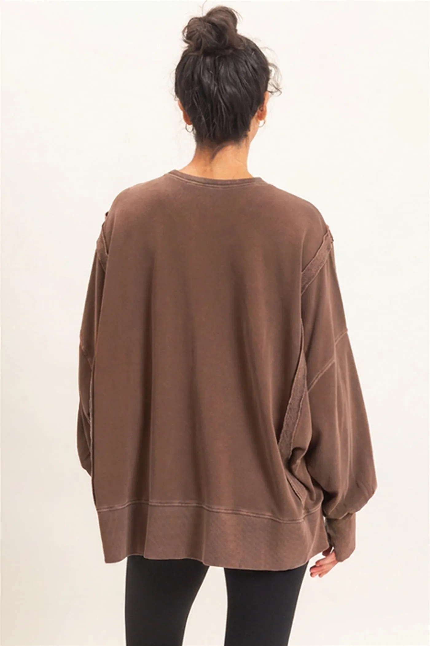 Reed Oversized Raw Edge Sweatshirt, Dark Brown sold by North & Main Clothing Company product image thumbnail 2