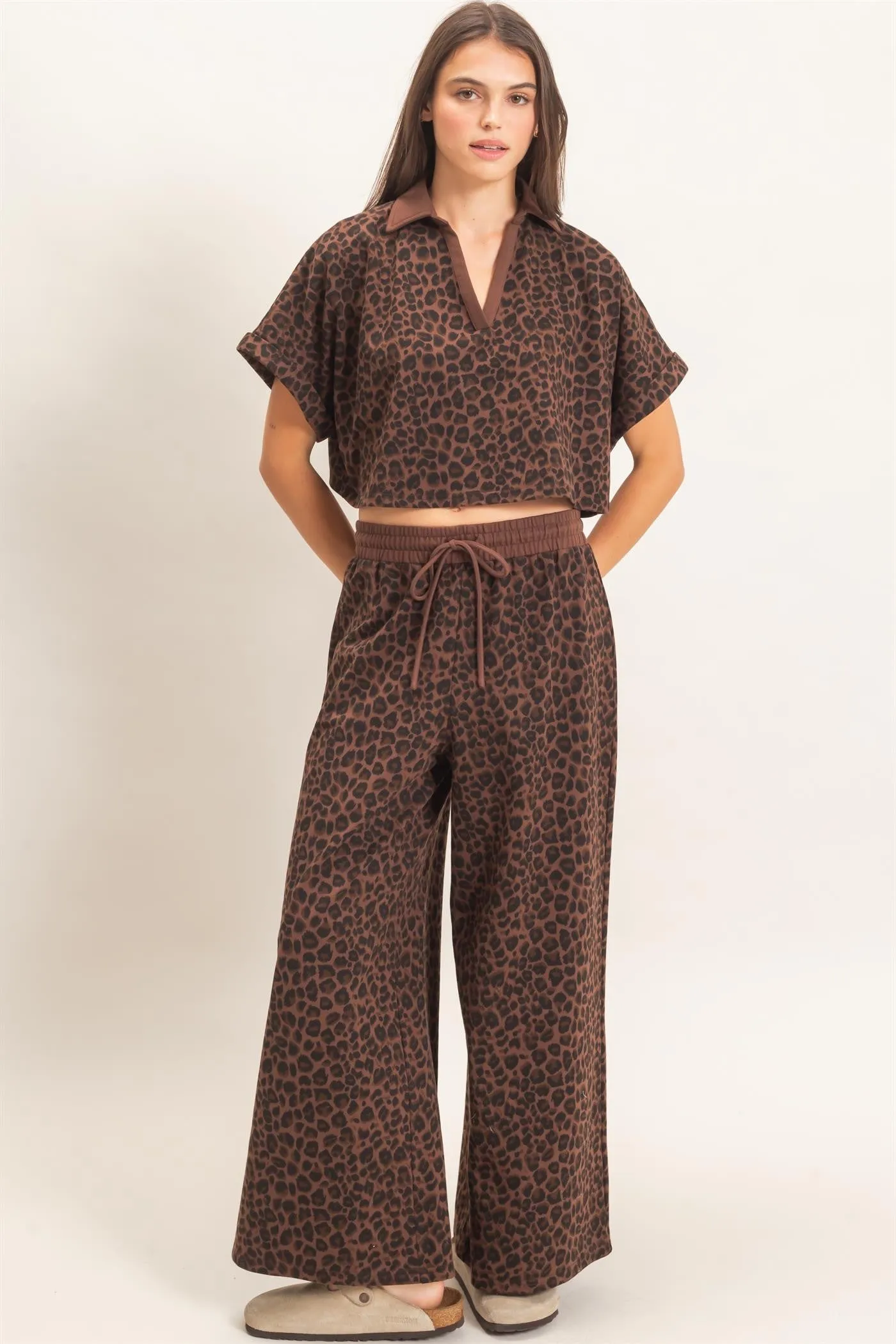 Eden Leopard Collared Crop, Brown sold by North & Main Clothing Company product image thumbnail 2