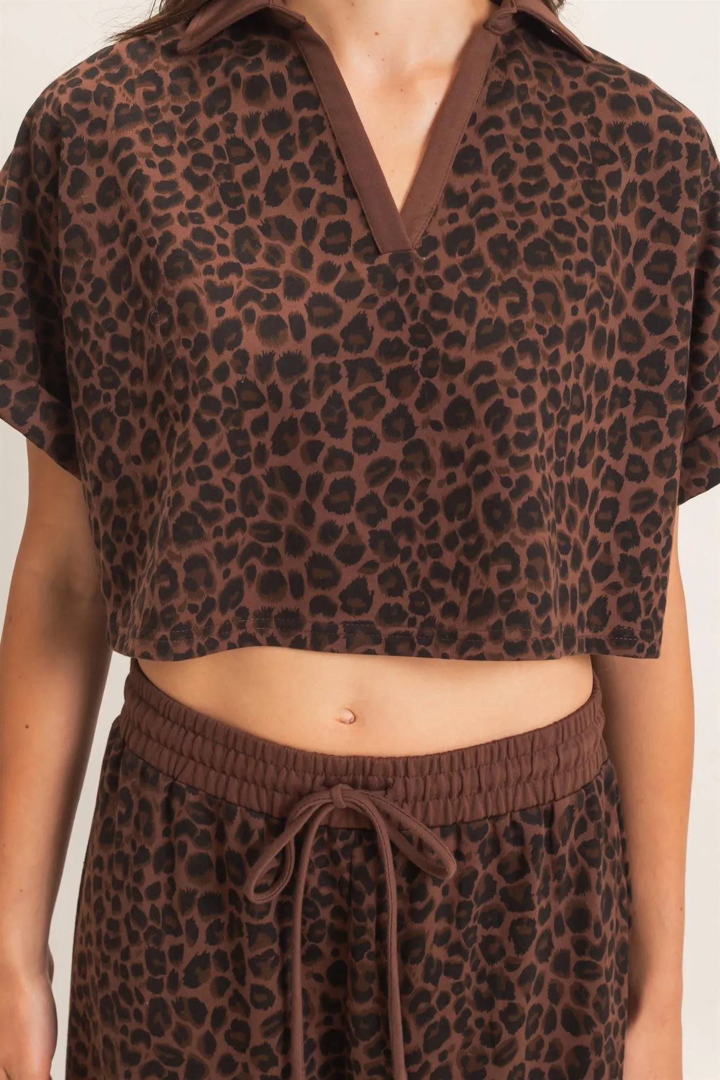 Eden Leopard Collared Crop, Brown sold by North & Main Clothing Company product image thumbnail 3