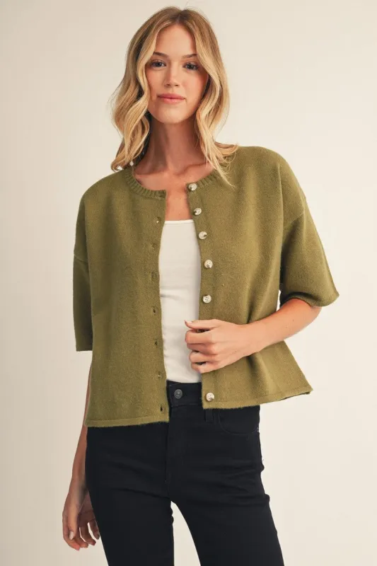 Jane Cardigan Sweater, Olive made by JODIFL