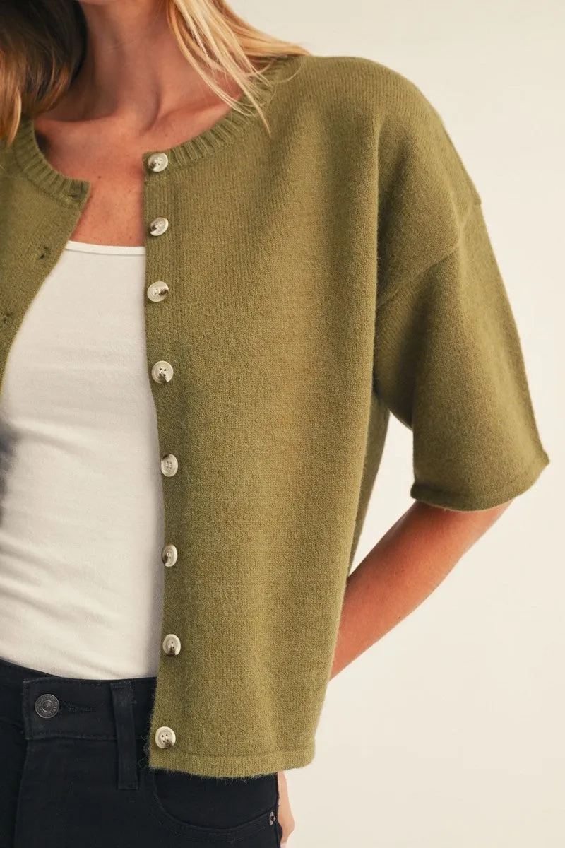 Jane Cardigan Sweater, Olive sold by North & Main Clothing Company product image thumbnail 2