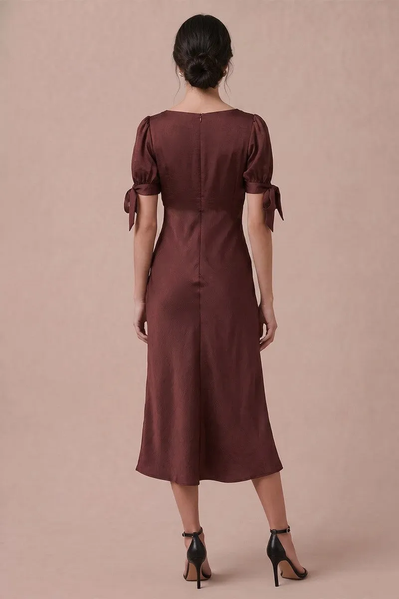 Aurora Satin Midi Dress, Burgundy sold by North & Main Clothing Company product image thumbnail 4