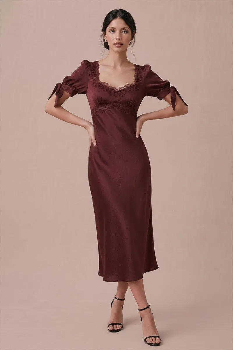 Aurora Satin Midi Dress, Burgundy sold by North & Main Clothing Company product image thumbnail 2