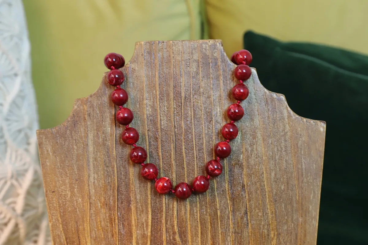 Mabry Beaded Necklace, Maroon | Gemelli made by North & Main Clothing Company