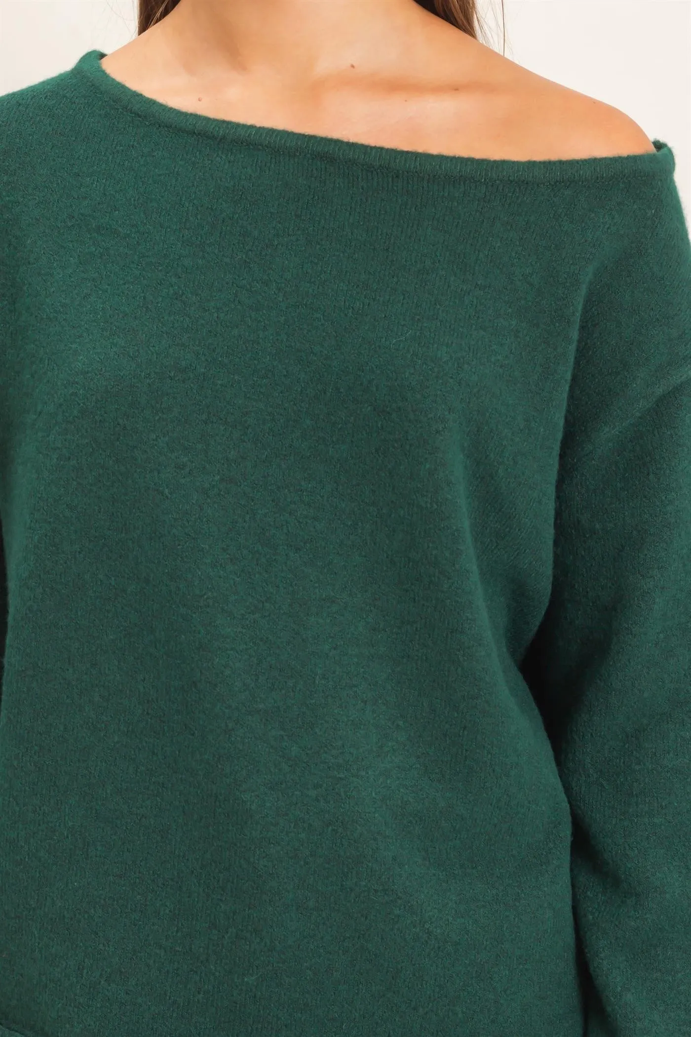 Clover Off The Shoulder Sweater, Dark Green sold by North & Main Clothing Company product image thumbnail 3