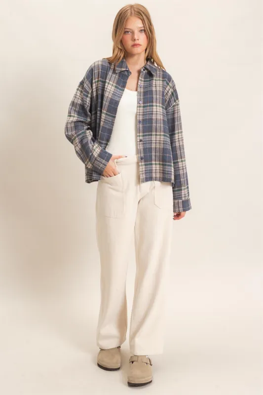 Kaya Plaid Button Up Shirt, Blue made by HYFVE