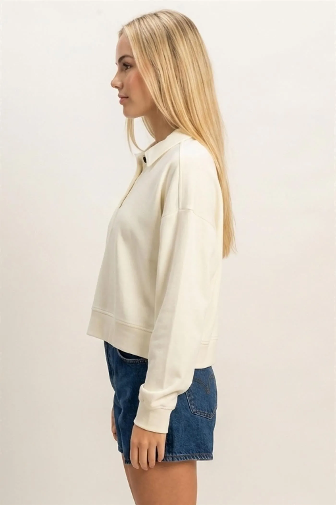 Eliza Collared Sweatshirt Top, Cream sold by North & Main Clothing Company product image thumbnail 4