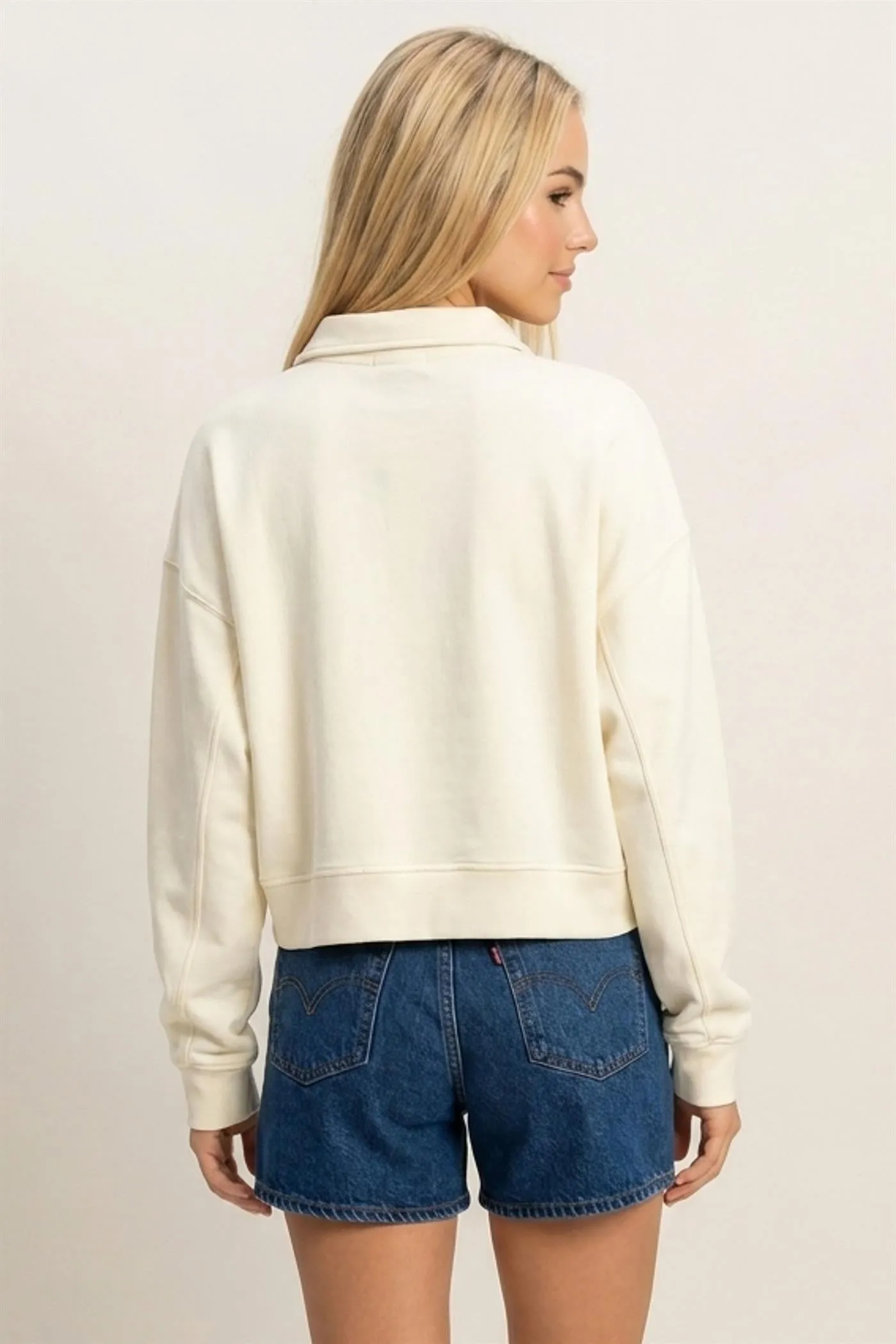Eliza Collared Sweatshirt Top, Cream sold by North & Main Clothing Company product image thumbnail 5