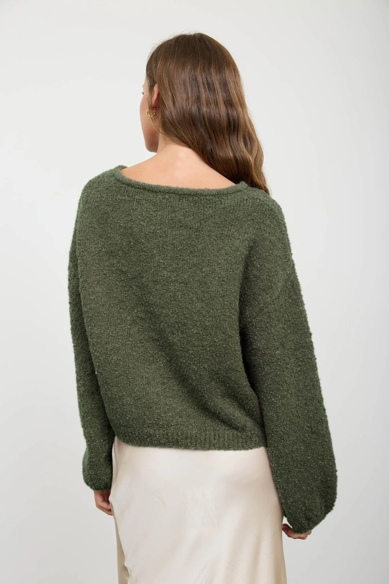 Andie Fuzzy Knit Sweater, Olive sold by North & Main Clothing Company product image thumbnail 2