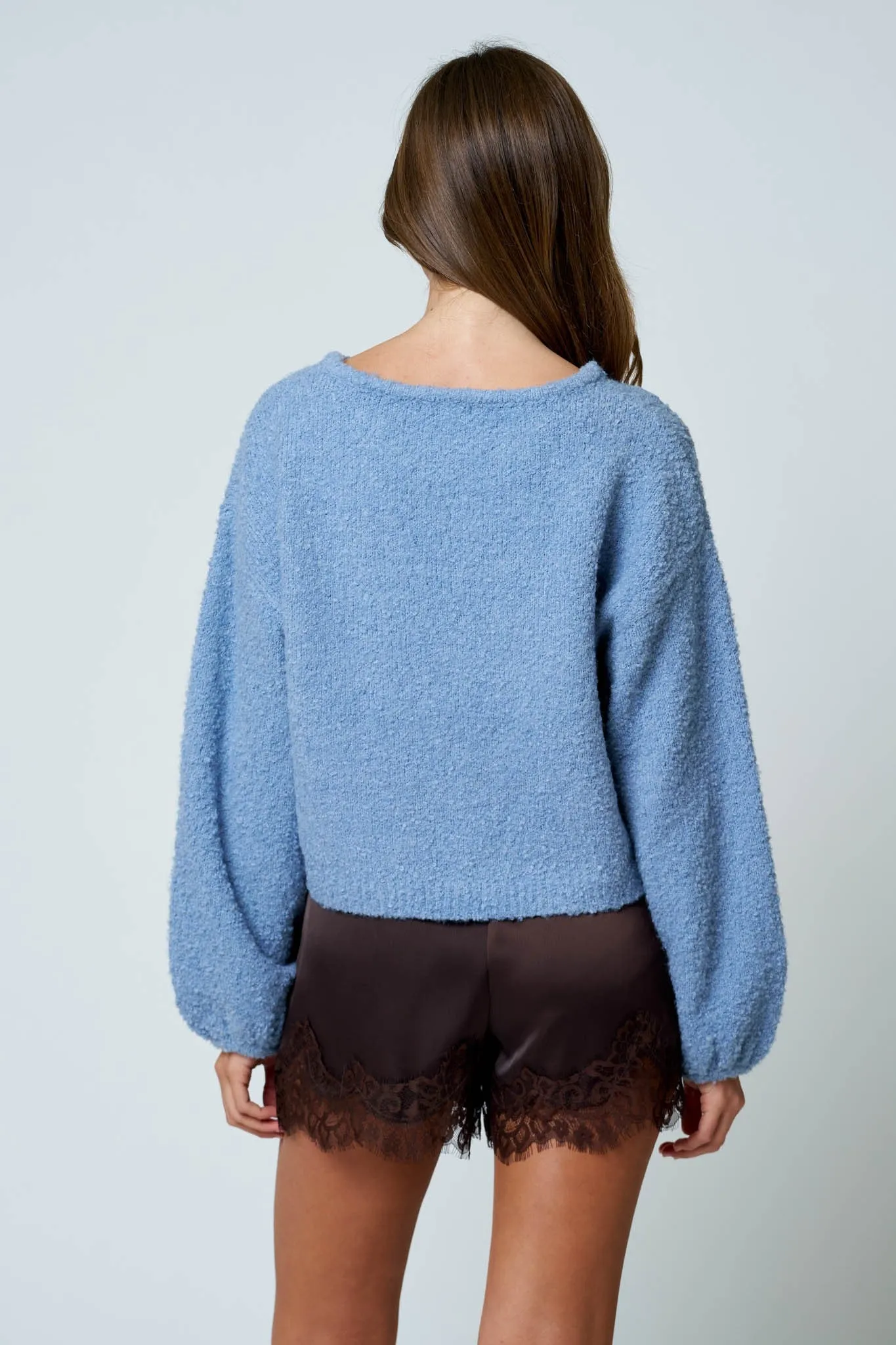 Andie Fuzzy Knit Sweater, Dusty Blue sold by North & Main Clothing Company product image thumbnail 5