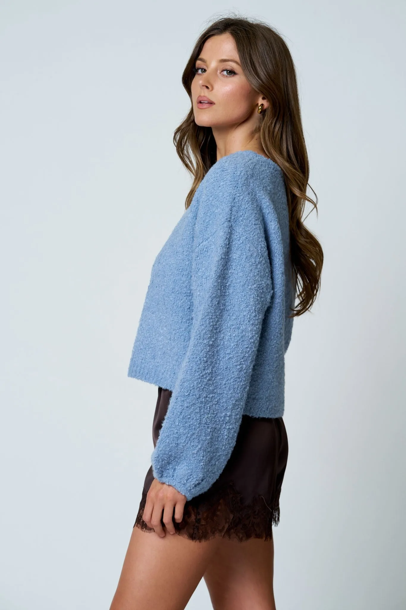 Andie Fuzzy Knit Sweater, Dusty Blue sold by North & Main Clothing Company product image thumbnail 4