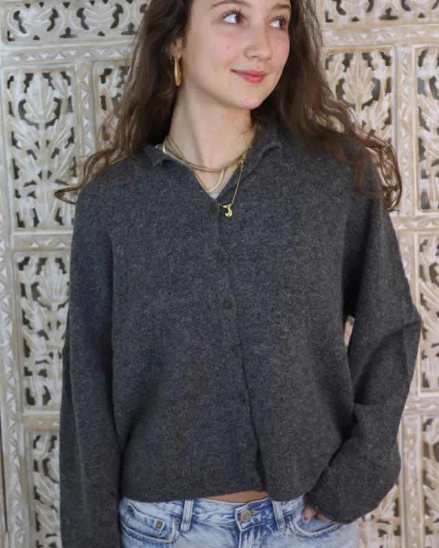 Cassandra Cardigan Sweater, Charcoal made by Blu Pepper