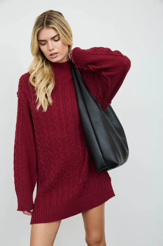 Loralei Sweater Mini Dress, Red Wood made by Blu Pepper