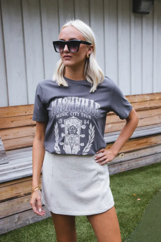 Nashville Music City Graphic Tee, Asphalt sold by North & Main Clothing Company