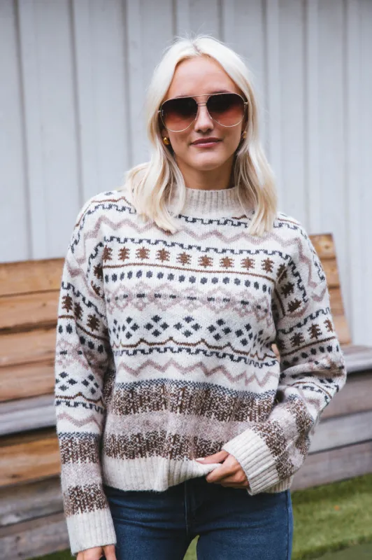 Fayth Fairisle Sweater, Beige sold by North & Main Clothing Company