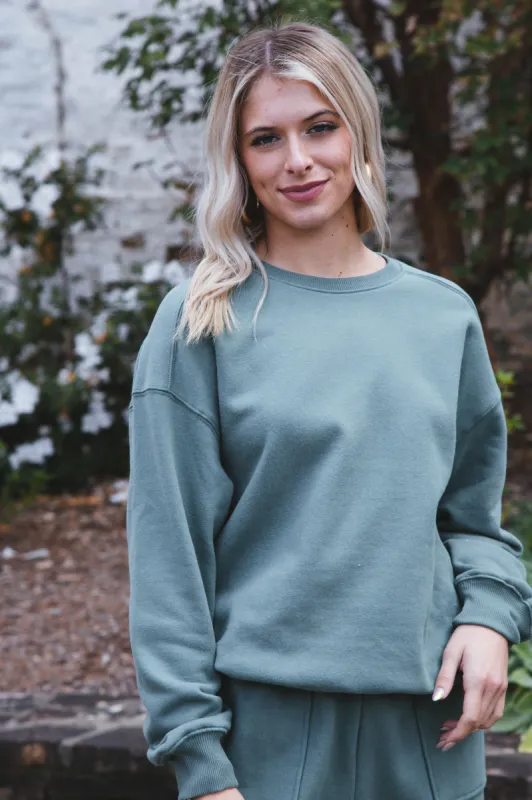 Bruno Drop Shoulder Sweatshirt, Gray Green sold by North & Main Clothing Company