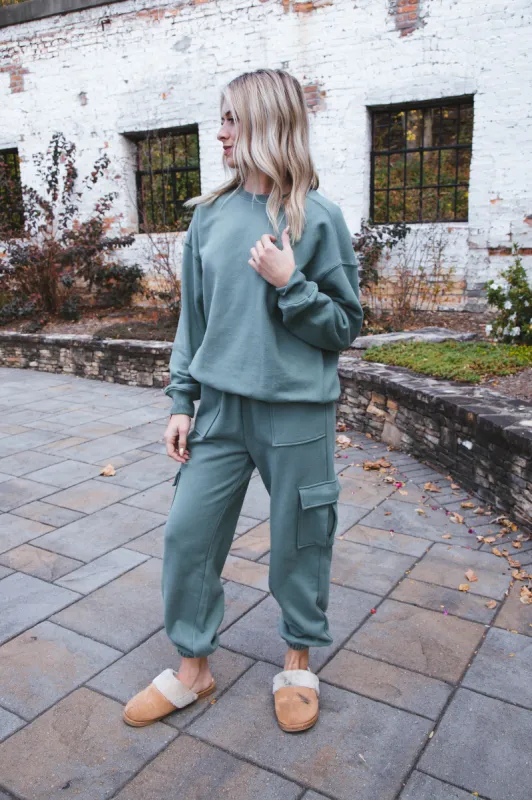 Gianna High Waist Cargo Jogger Sweatpants, Gray Green made by HYFVE