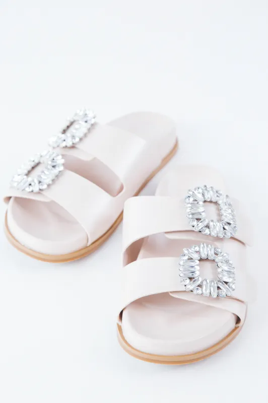 Bridget Slide On Sandal, Champagne | ShuShop sold by North & Main Clothing Company