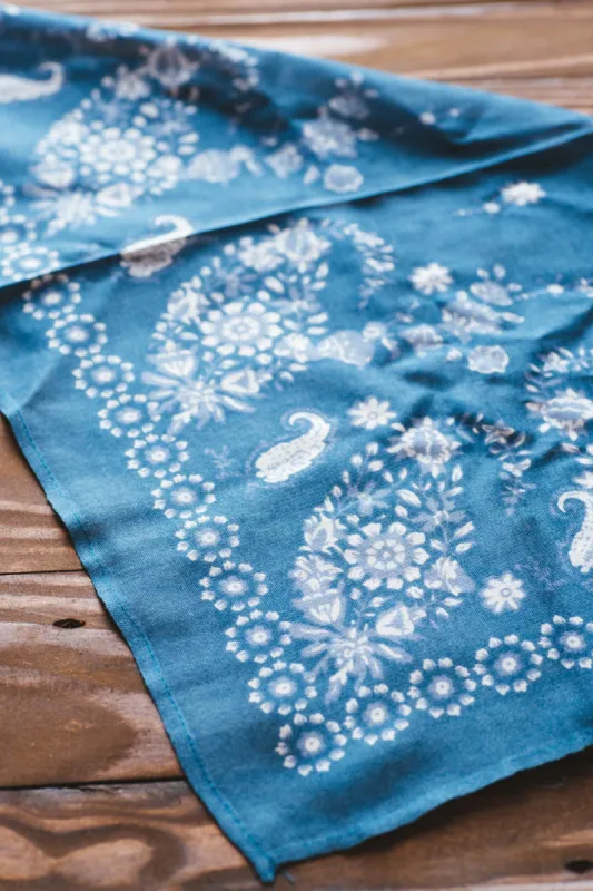 Floral Vine Handkerchief, Blue sold by North & Main Clothing Company
