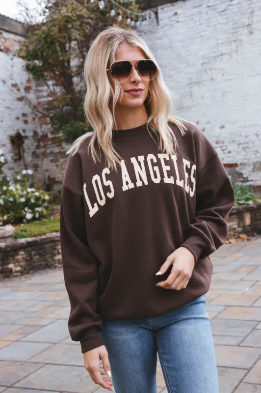 Los Angeles Fleece Relaxed Fit Sweatshirt, Chocolate sold by North & Main Clothing Company