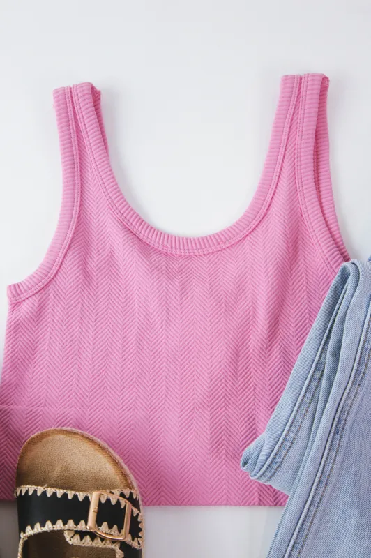 Esther Sleeveless Crop Top, Pink sold by North & Main Clothing Company