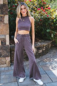 Hannah Wide Leg Pants, Chocolate sold by North & Main Clothing Company