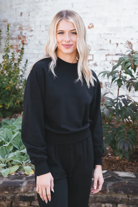 Zora Fleece Basic Sweatshirt, Black sold by North & Main Clothing Company