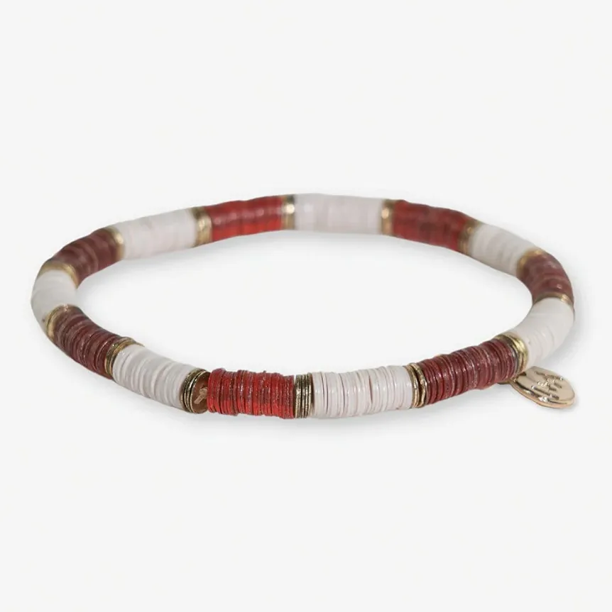 Grace Two-Colorblock Stretch Bracelet, Rust/Ivory | Ink + Alloy sold by North & Main Clothing Company