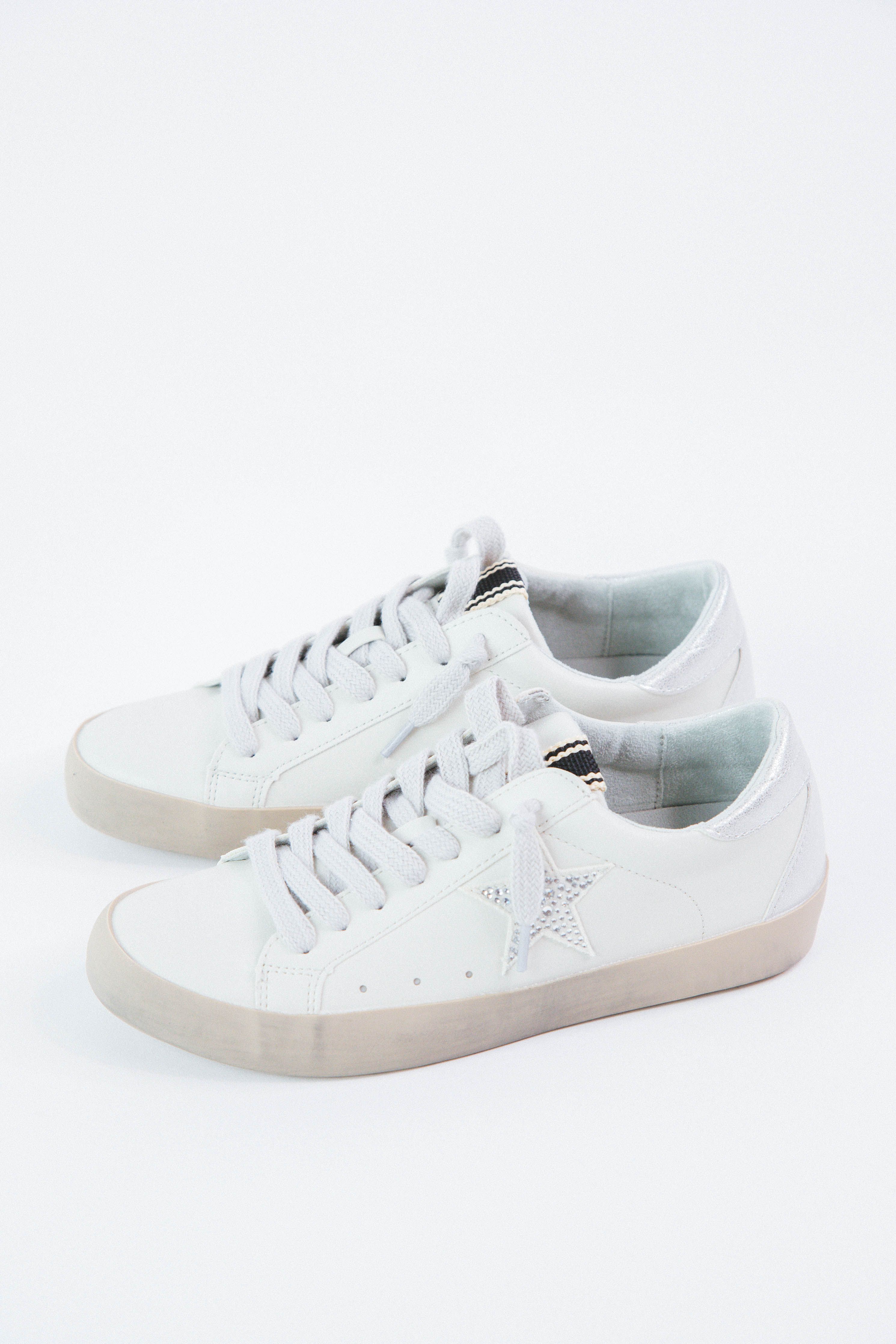 Paula Lace Up Star Sneaker, Crystal | SHUSHOP sold by North & Main Clothing Company