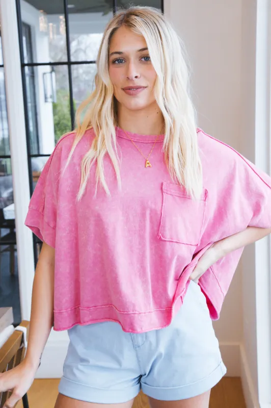 Arya Oversized Crop Knit Top, Pink made by Very J