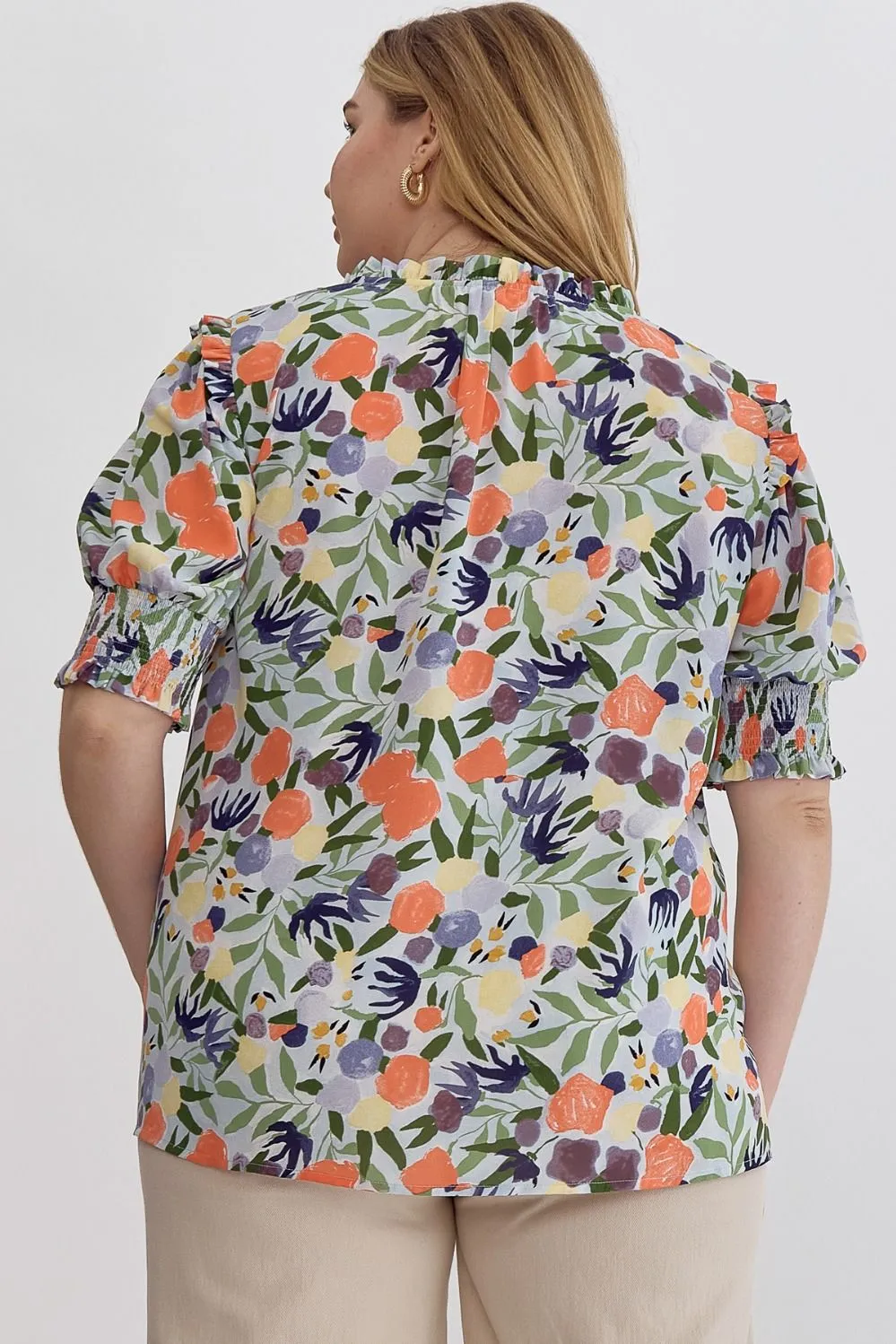 Gianna Puff Sleeve Floral Top, Blue Multi | Plus Size sold by North & Main Clothing Company product image thumbnail 4