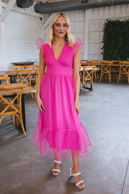 Flaunt It Midi Dress, Barbie Pink sold by North & Main Clothing Company
