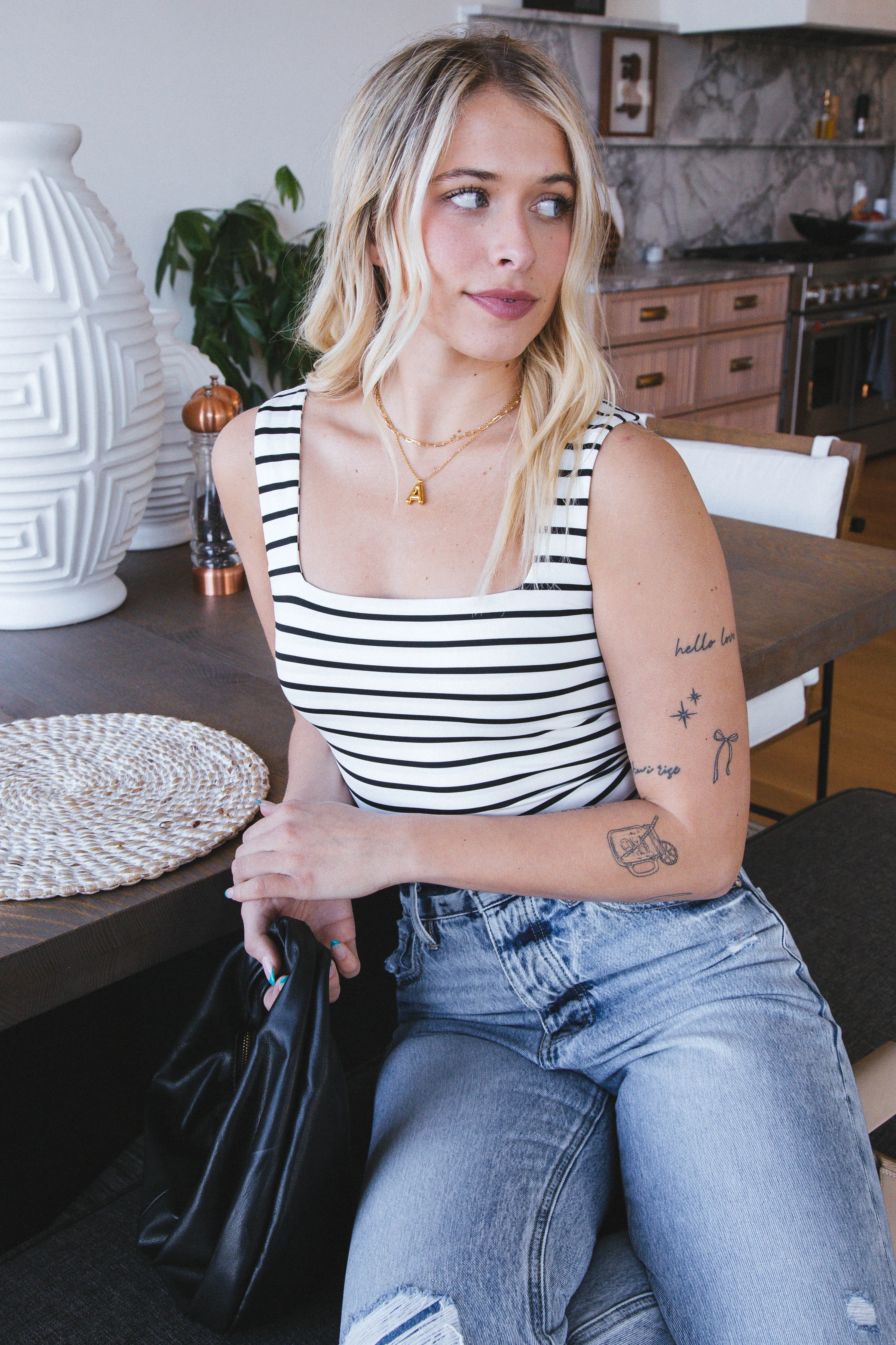 Bella Striped Crop Top, White sold by North & Main Clothing Company product image thumbnail 3