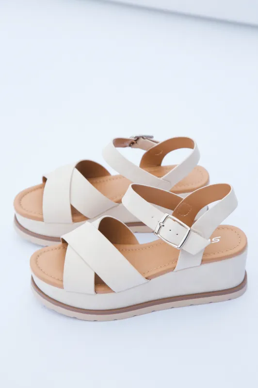 Clever Platform Sandal, Beige sold by North & Main Clothing Company