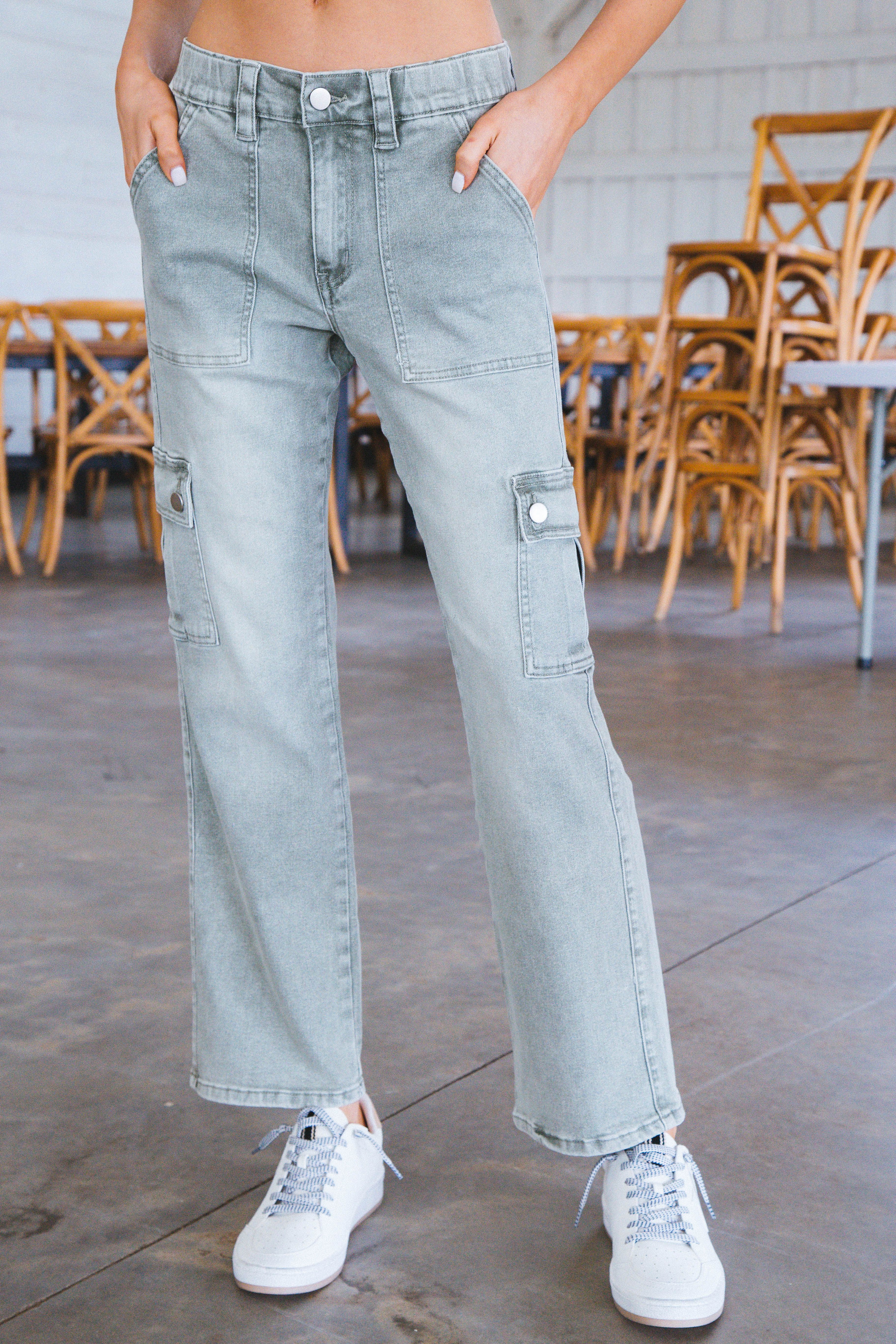 Cammy Cargo Denim Jeans, Olive sold by North & Main Clothing Company product image thumbnail 18