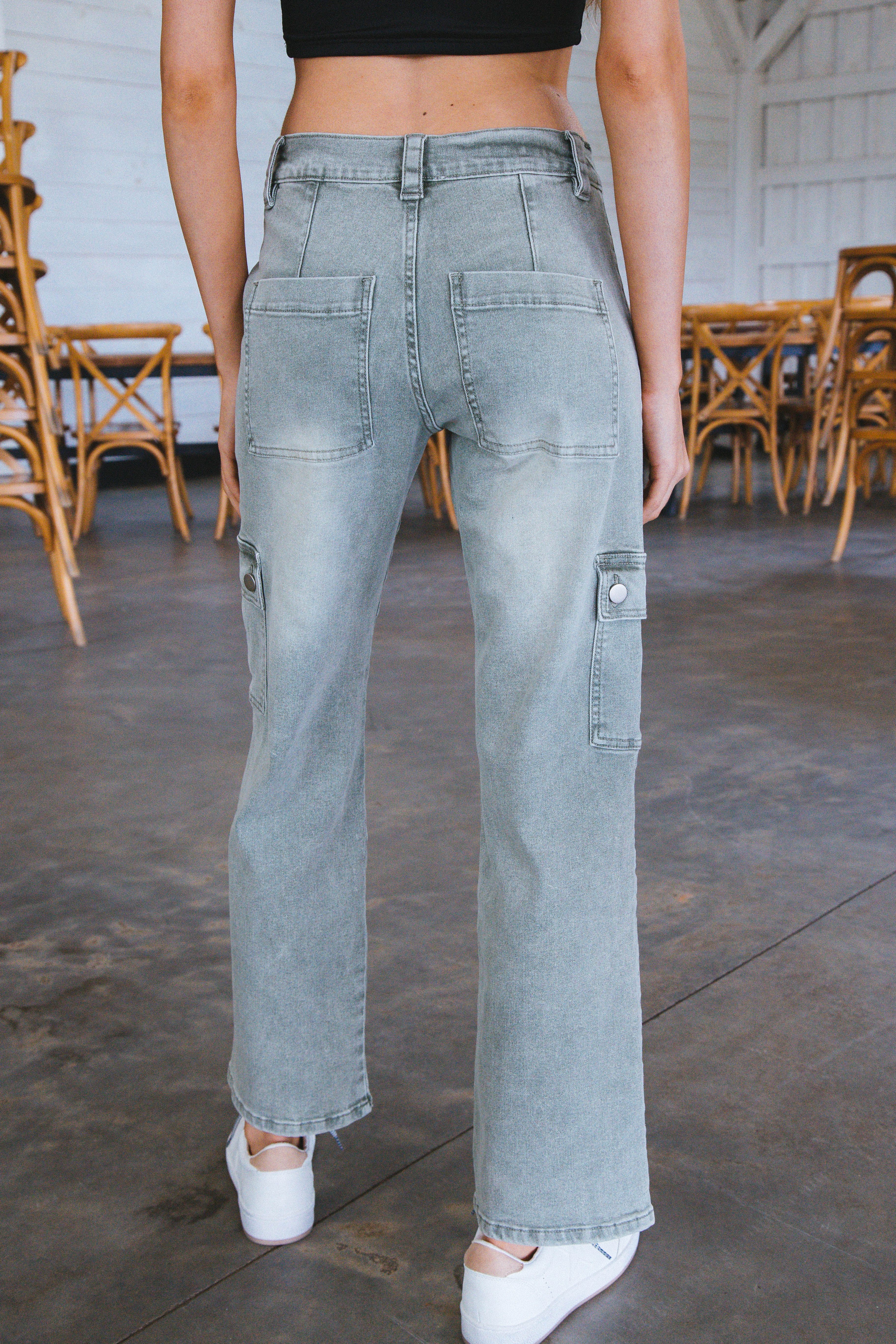 Cammy Cargo Denim Jeans, Olive sold by North & Main Clothing Company product image thumbnail 17
